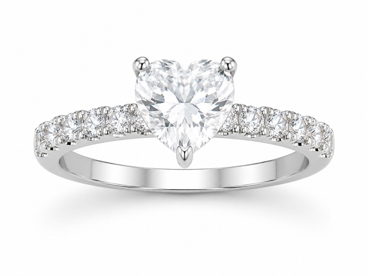 Heart Cut Stone Engagement Ring | 925 Sterling Silver | Vzyra