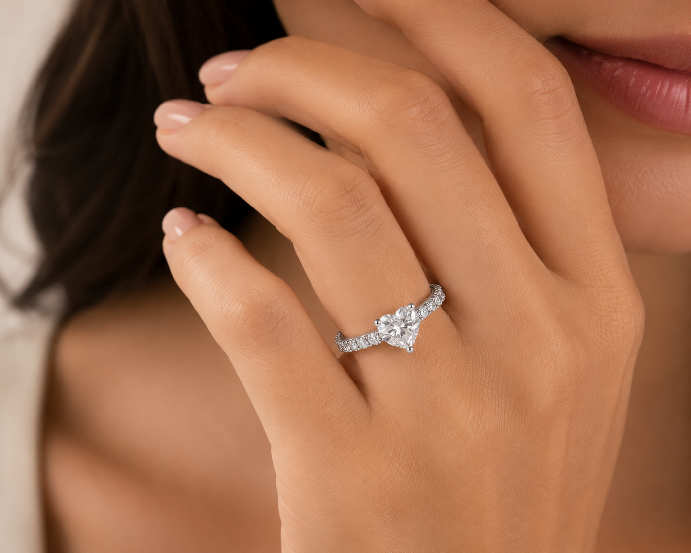 Heart Cut Stone Engagement Ring | 925 Sterling Silver | Vzyra