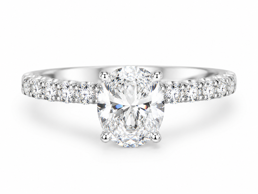 Oval Cut Clear Stone Engagement Ring | 925 Sterling Silver | Vzyra