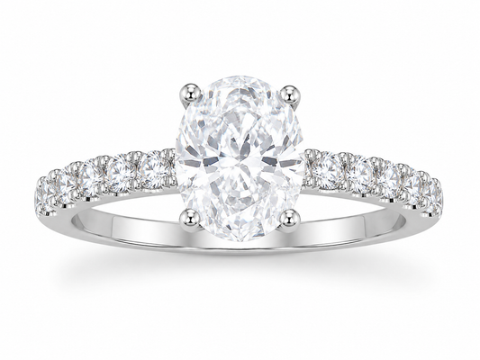 Oval Cut Clear Stone Engagement Ring | 925 Sterling Silver | Vzyra