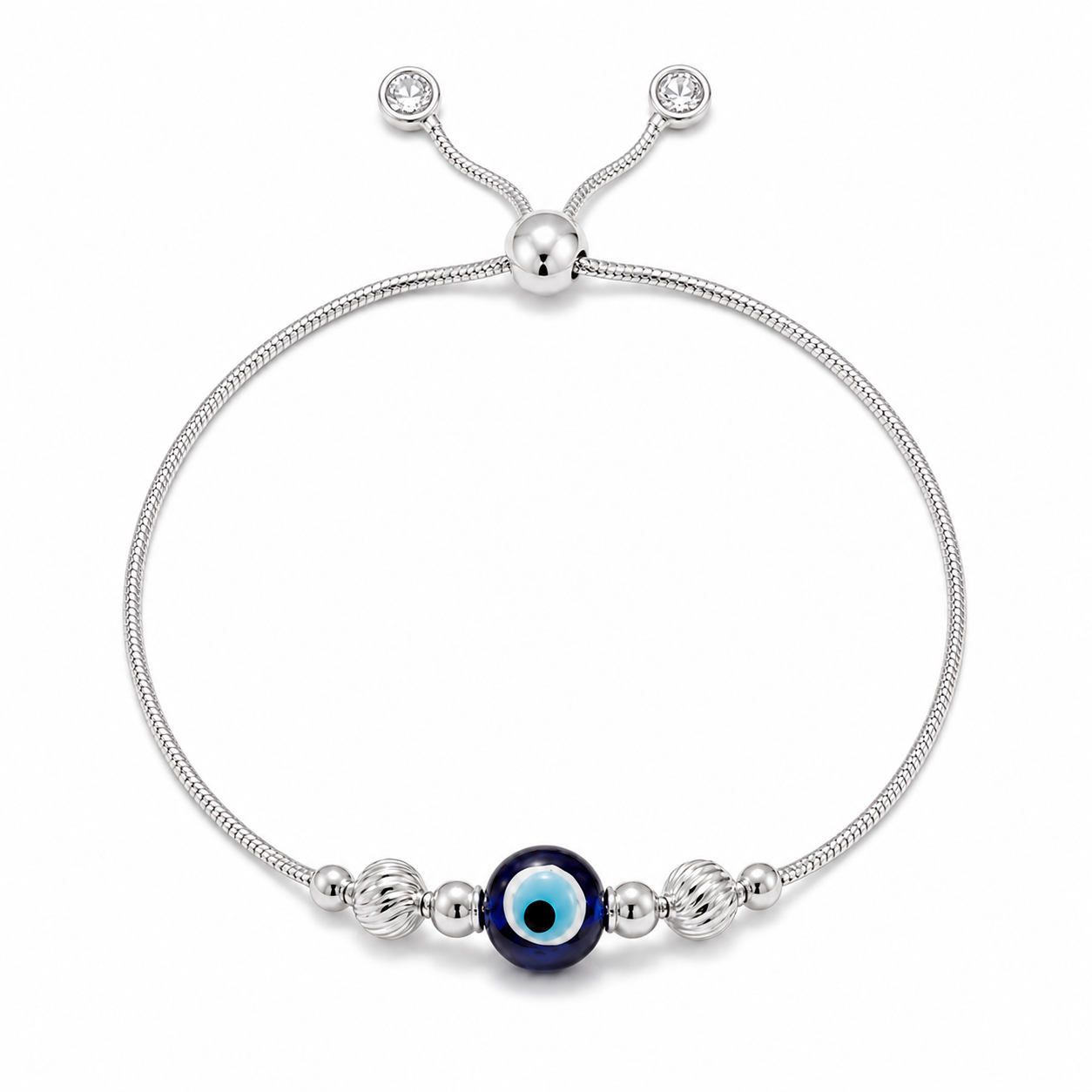 925 Sterling Silver Evil Eye Adjustable Bracelet