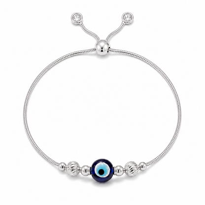 925 Sterling Silver Evil Eye Adjustable Bracelet