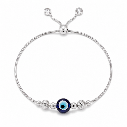 925 Sterling Silver Evil Eye Adjustable Bracelet