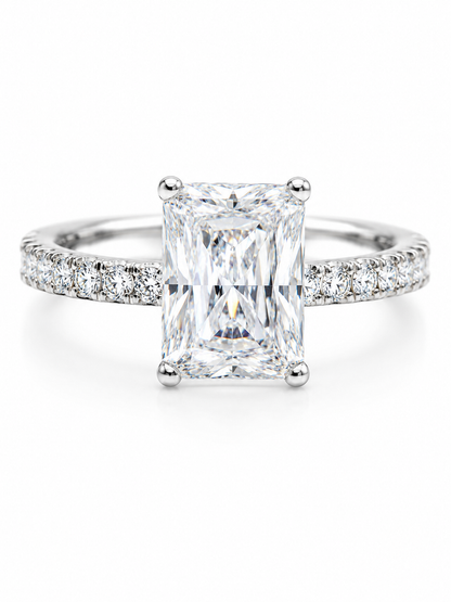 Radiant Cut Solitaire Engagement Ring | 925 Sterling Silver |Vzyra