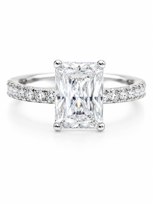 Radiant Cut Solitaire Engagement Ring | 925 Sterling Silver |Vzyra